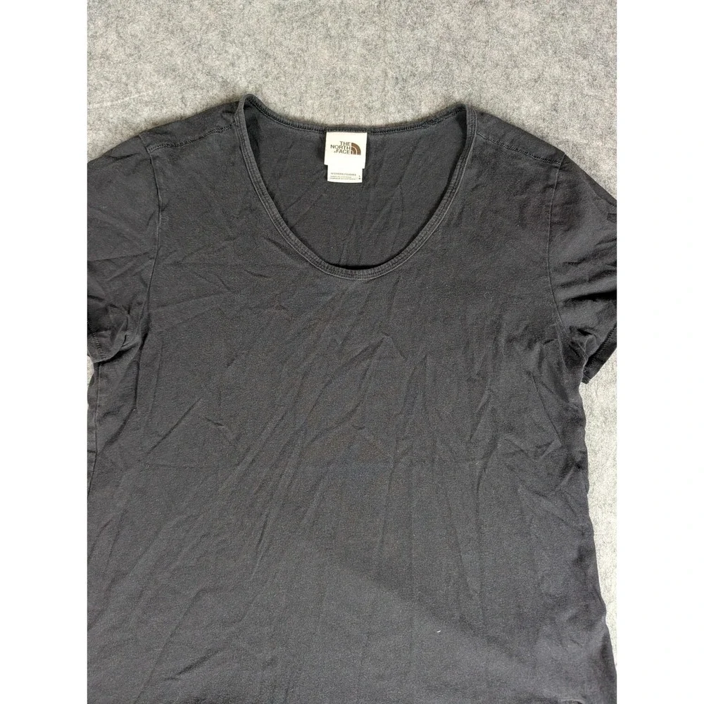 The North Face Womens Scoop Neck Short Sleeve‎ T-Shirt Black Embroidered Logo L - Picture 3 of 8